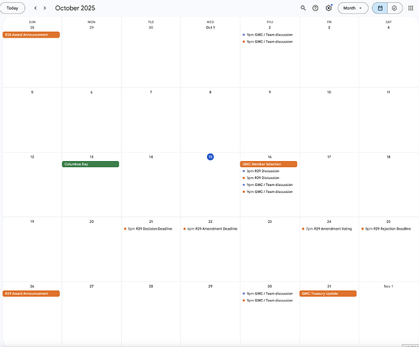 October 2025 Schedule